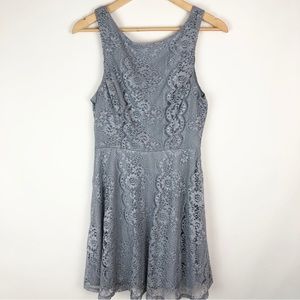 NWT Speechless Sleeveless Blue Silver Lace Skater Dress